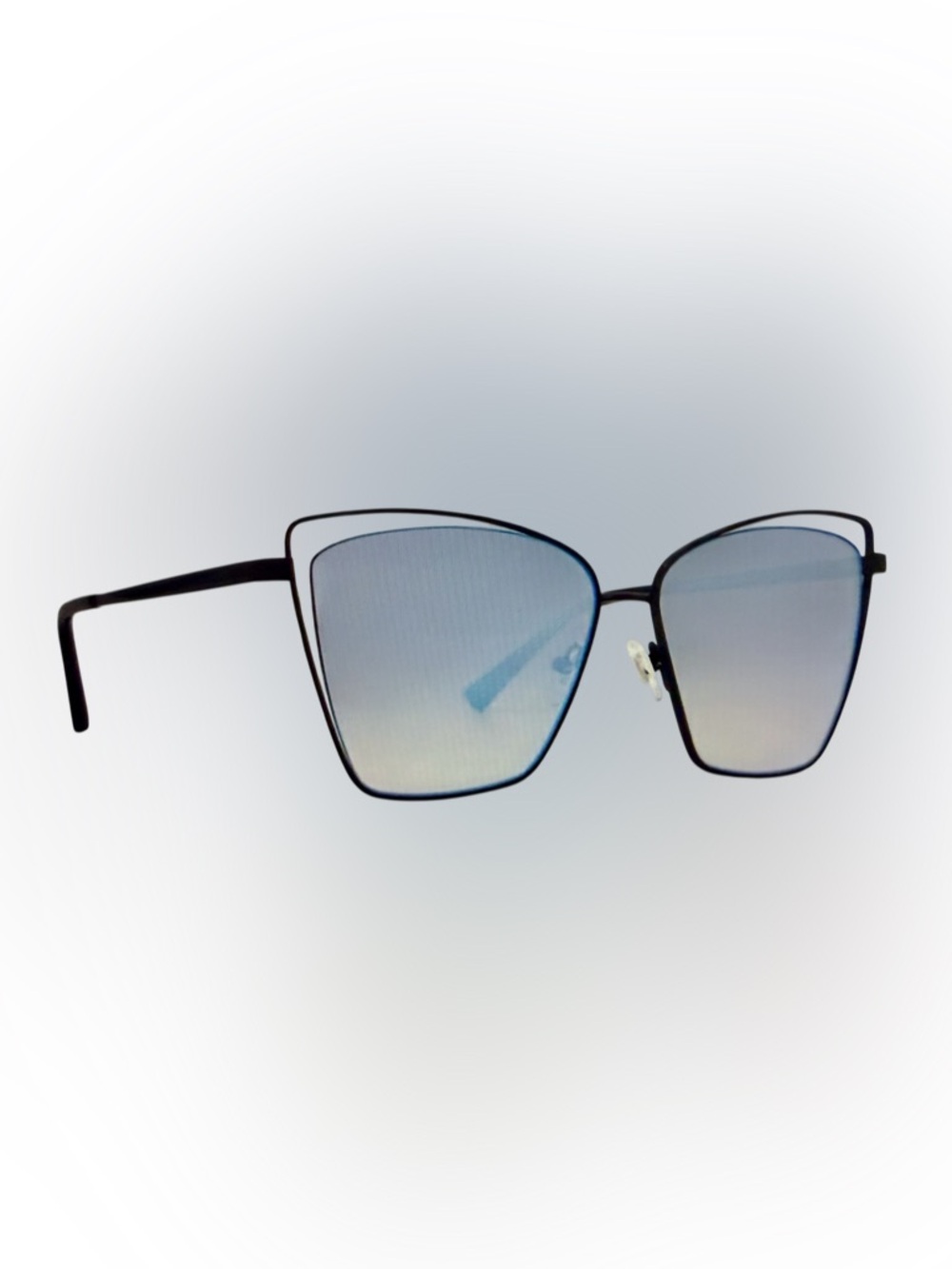 Diff Becky III Black with Blue Gradient Oversized Cat Eye Sunglasses